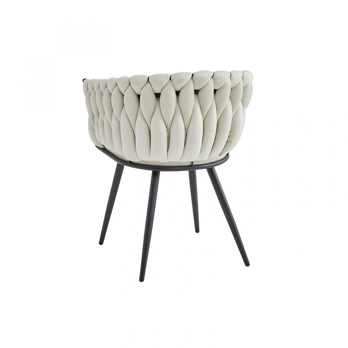 Hildy Accent Dining Arm Chair, Beige Velvet (set of 2) 