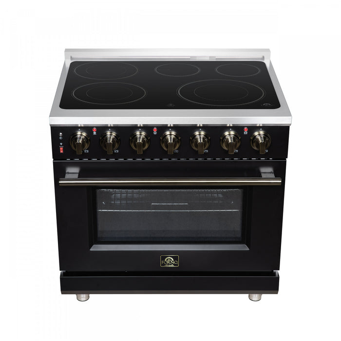 Forno Massimo 36 Inch Freestanding Electric Range, 5 radiant burners, 5.36 cu.ft., Black- FFSEL6020-36BLK