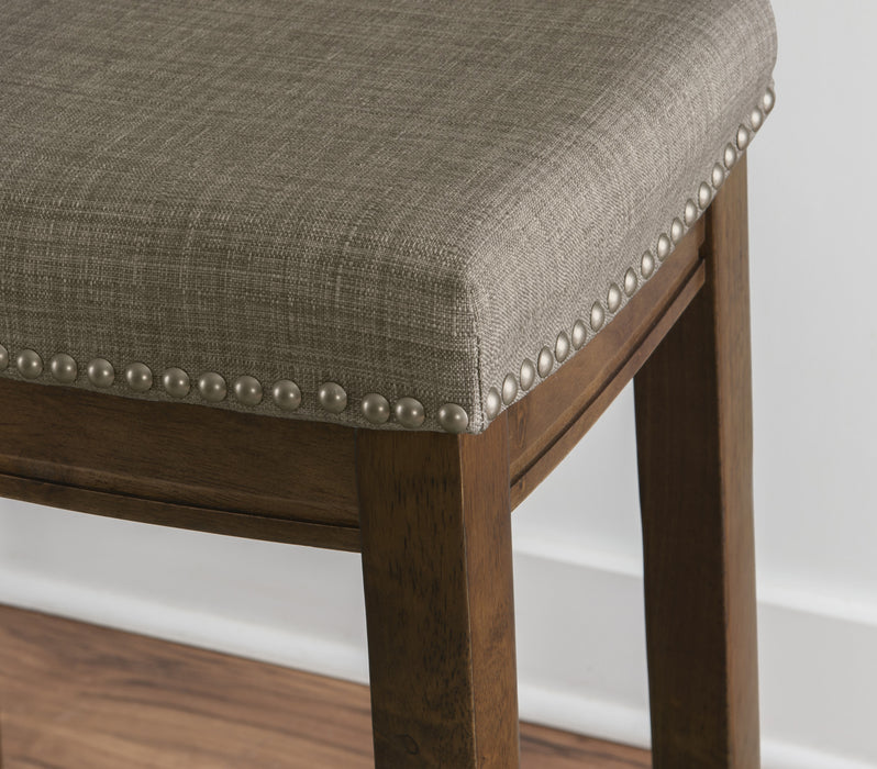 Claridge Linen-Look Fabric Backless Saddle Counter-Height Stool - Dark Brown
