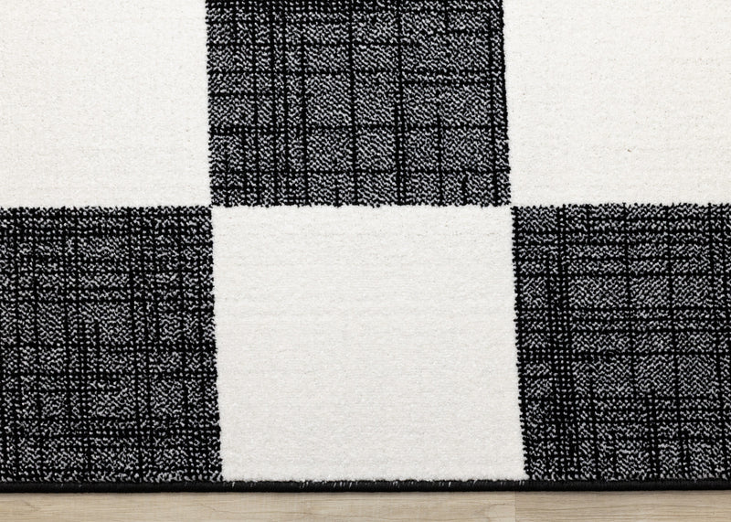 Covington Black White Checkered Pattern Rug, 7'10\" x 10'6\" Indoor Area Rug