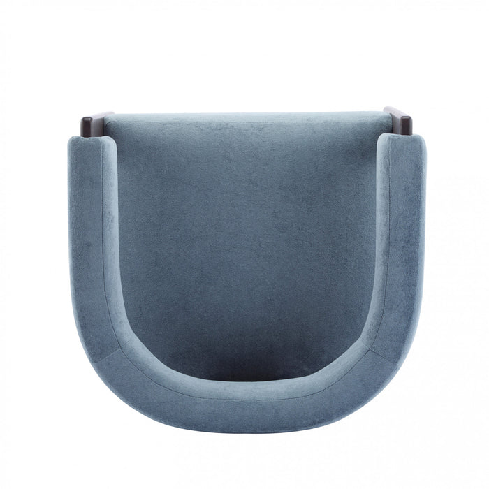 Olivia Velvet Upholstered Accent Armchair with Barrel Back Design and Rubber Wood Frame,Blue Accent Chair