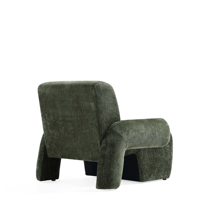 Verandah Mid-Century Modern Chenille Lounge Chair in Olive Green