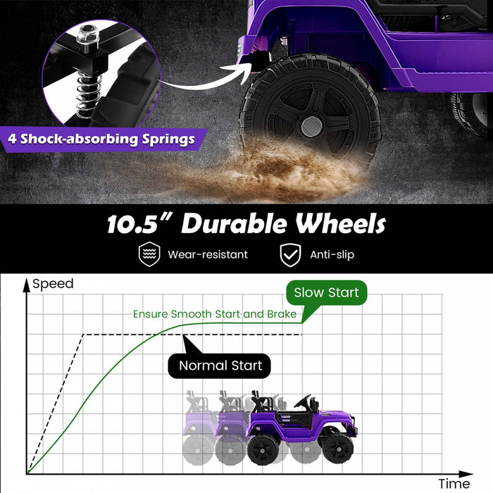 Costway 12v Kids Ride On Truck Car Electric Vehicle Remote With Music & Light Purple