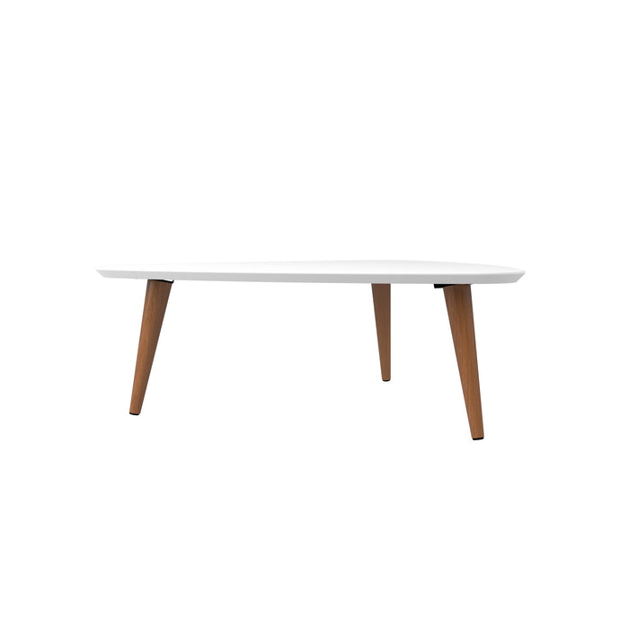 Manhattan Comfort Utopia 17.51\" High Triangle Coffee Table with Splayed Legs - White Gloss