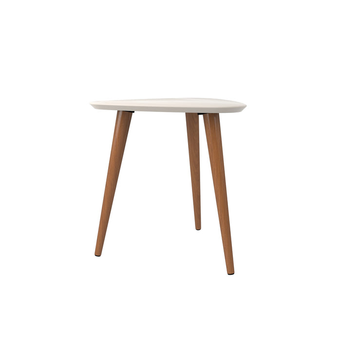 Manhattan Comfort Utopia 19.88\" High Triangle End Table with Splayed Wooden Legs - Off White