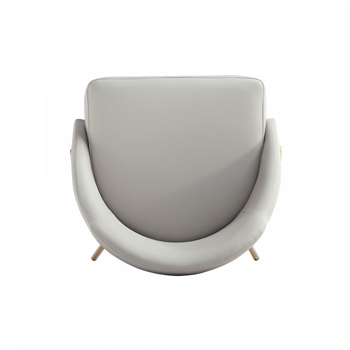 Gracie Modern Metal Vegan Leather Dining Chair in Stone Gray and Gold