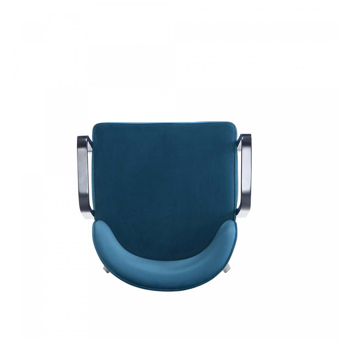 Hillman Modern Wood Upholstered Armchair in Blue Dining Chair