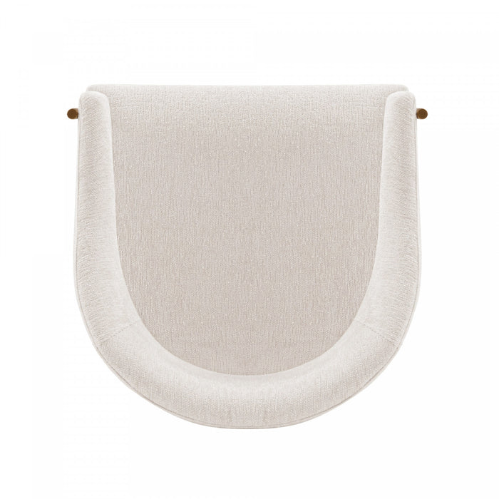 Lia Modern Metal Chenille Armchair in Cream - Set of 2 Dining Chair