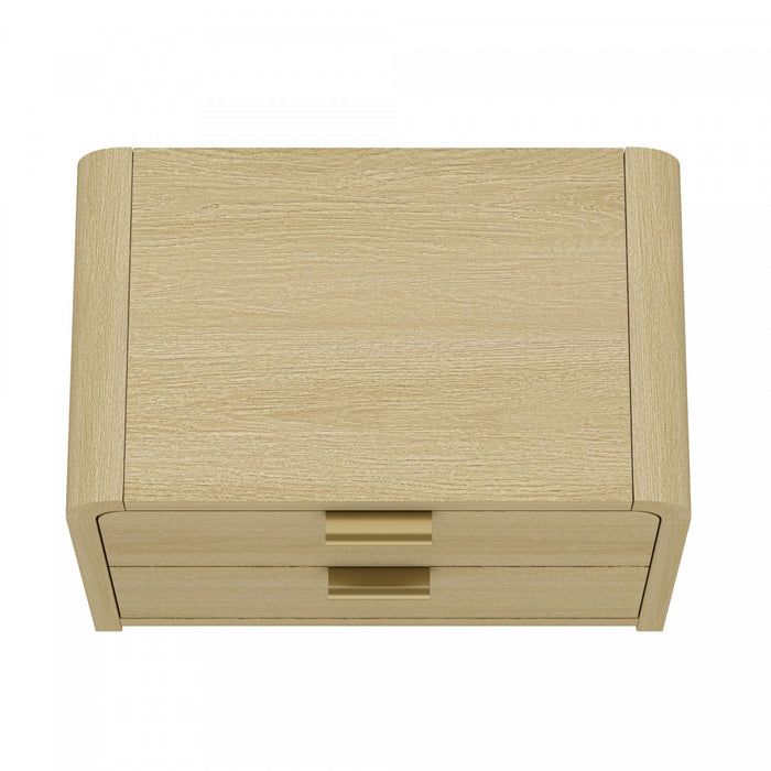Grace Modern 28\" Nightstand in Natural Oak and Gold (2-Drawer) - Set of 2