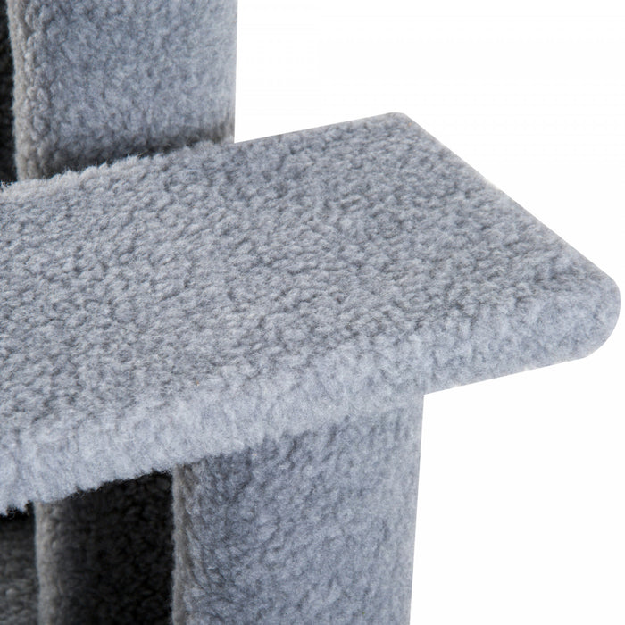 Pawhut 4-step Multi-level Carpeted Cat Scratching Post Pet Stairs, Grey