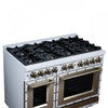 Forno Ambassador 48" Gas Range in White, 8 Sealed Burners, 6.7 Cu.Ft. Ovens - FFSGS6299-48CPWHT | Cuisiniere a gaz Ambassador de 48 po, blanche, 8 bruleurs scelles, fours de 6,7 pi³ – FFSGS6299-48CPWHT