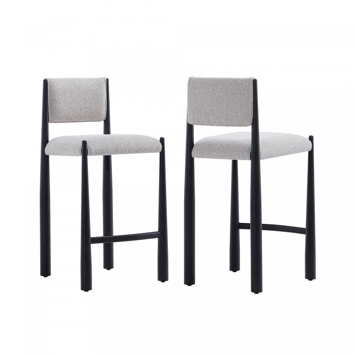Lennor Mid-Century Modern Boucle Metal Counter Stool in Champagne