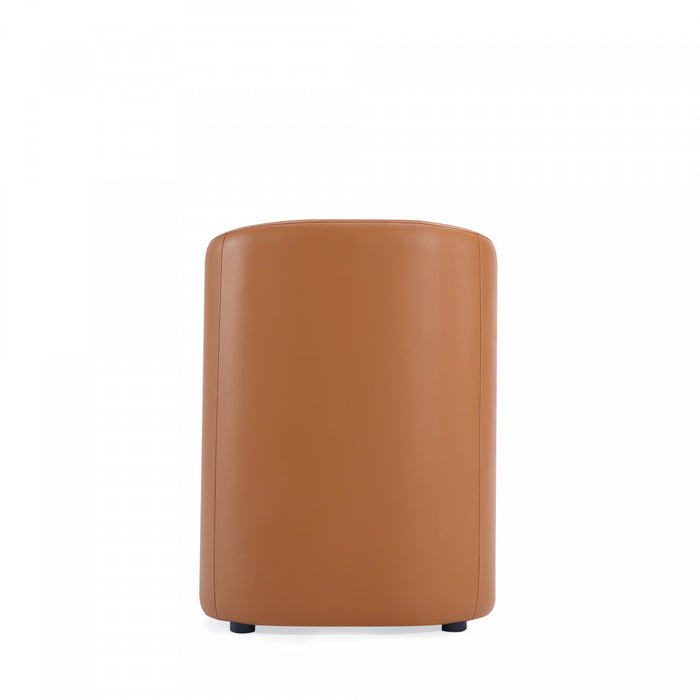 Anna Round Modern Vegan Leather Armchair in Saddle Brown - Set of 2