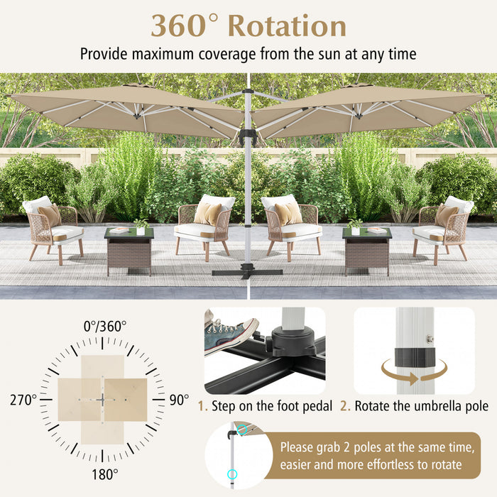 Costway 10 FT Patio Cantilever Umbrella Outdoor Aluminum Hanging Offset Umbrella w/ 360° Rotation Beige