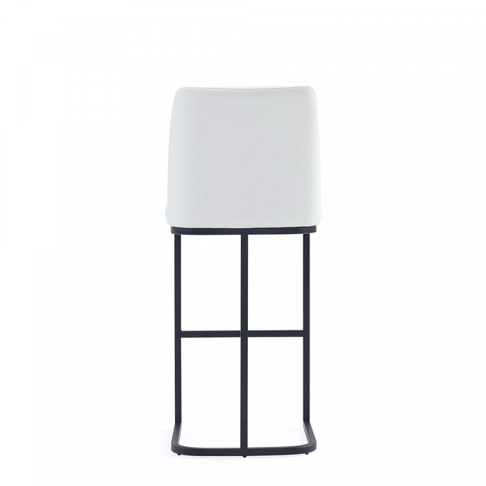 Serena Modern Metal Upholstered Barstool in White Armoire
