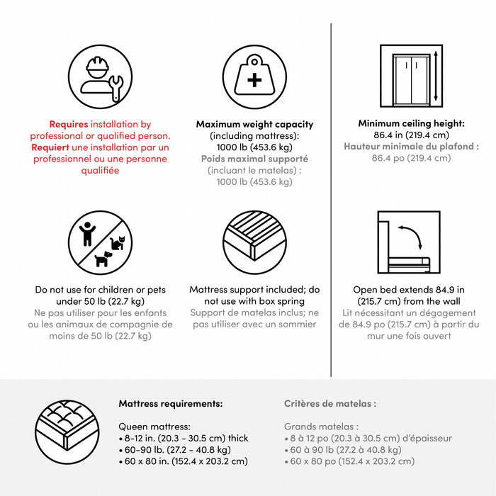 Bestar Pur 65\" Queen Murphy Bed - Black Walnut