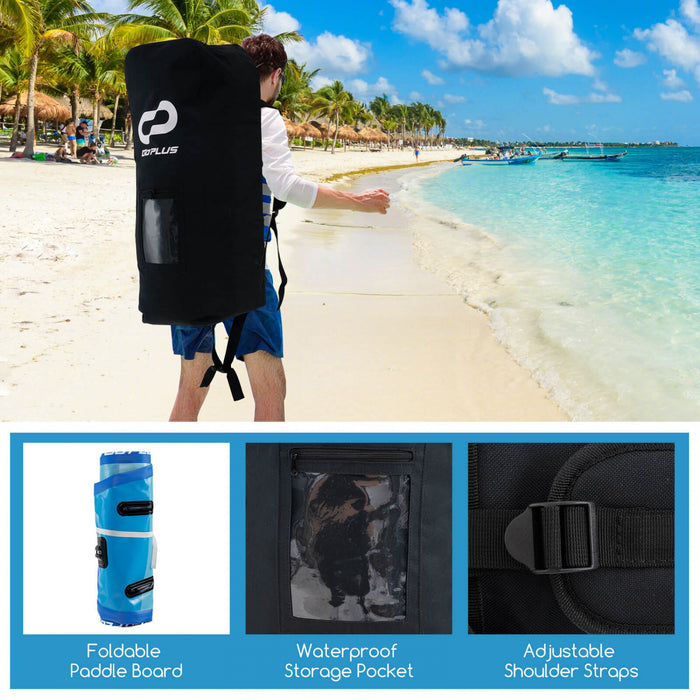 Goplus Small Inflatable Sup Board, Portable Paddle Board With 5d Rings Stand Up Paddle Board For Youth & Adult Navy
