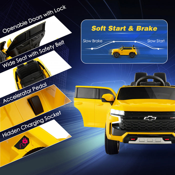 12v Kids Ride On Car Chevrolet Tahoe Electric Truck Suv Remote W/ Light & Music Yellow