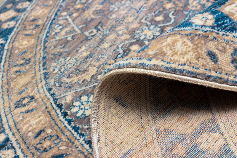 Lucia Traditional 5'0\" x 5'0\" Area Rug in Blue Indoor Area Rug