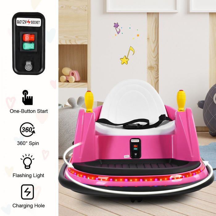 12v Vehicle 360¡a Spin Race Toy Kids Ride On Bumper Car W/ Remote Control Pink
