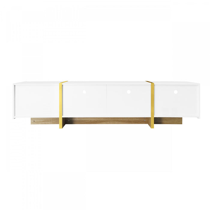 Emily 74.7\" Large Storage TV Cabinet with Doors and Drawers,Gold Tv Stand