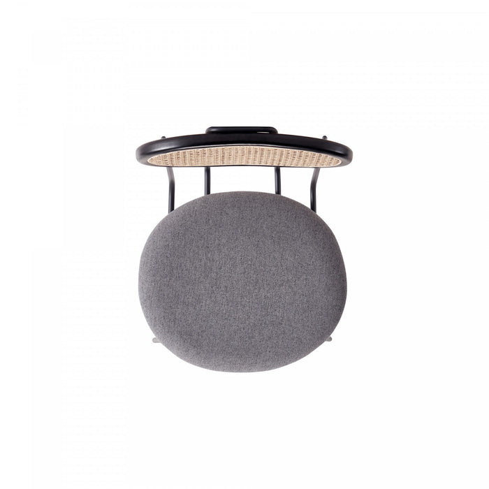 Jardin Industry Chic Cane Back Upholstered Dining Chair in Black and Gray - Set of 4