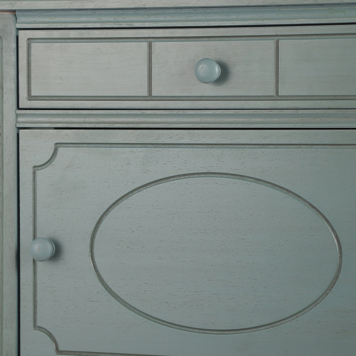 Amelia Vintage 24\" Nightstand with Carved Drawer and Cabinet,Blue