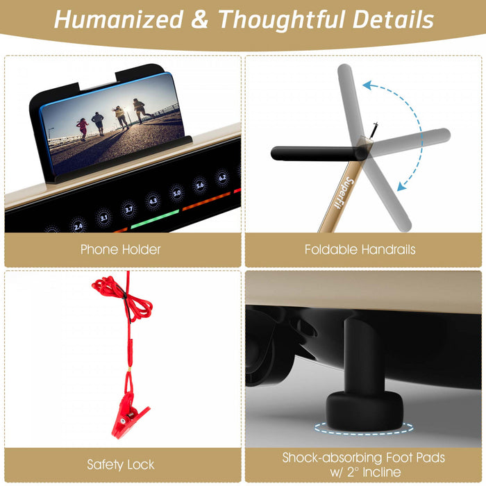 Superfit 2.25hp 2 In 1 Dual Display Folding Treadmill Jogging Machine W/app Control Yellow