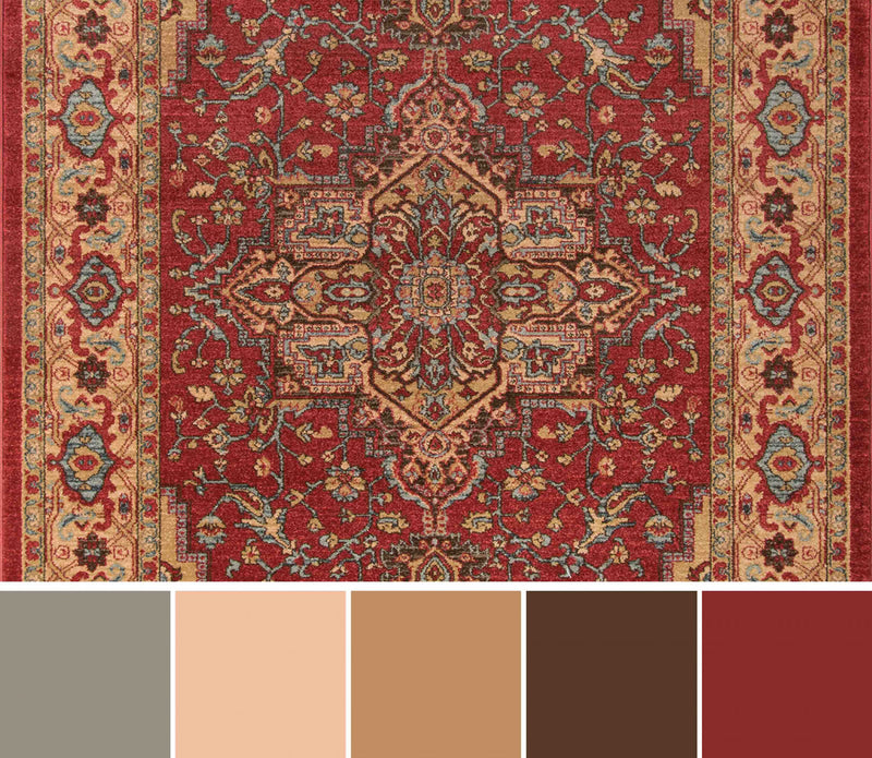 Elara Traditional 9'3\" x 12'6\" Area Rug in Red Indoor Area Rug