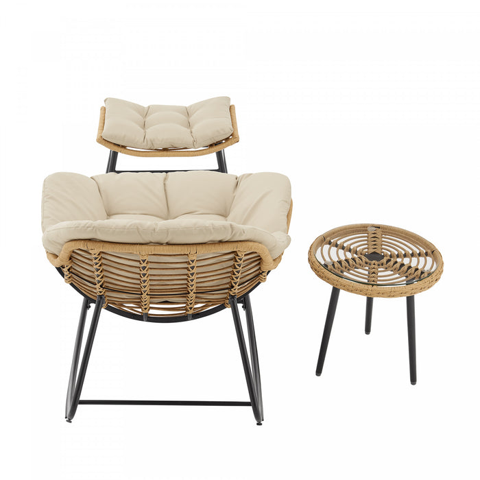 Benson Modern 3-Piece Lounge Chair Set in Cream