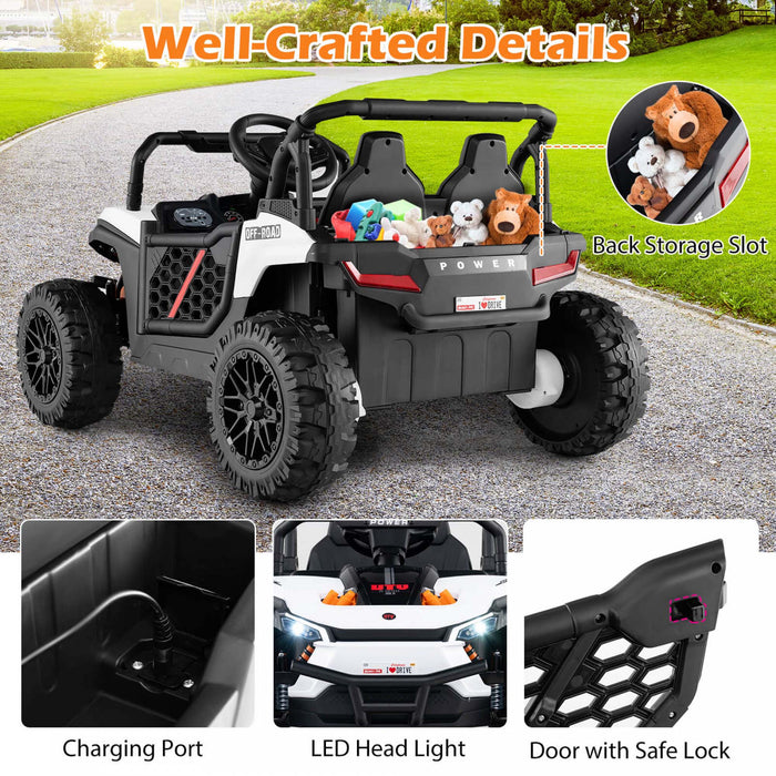 Costway 12v Kids Ride On Truck With Parental Remote 3 Speeds & Reverse Forward Function White