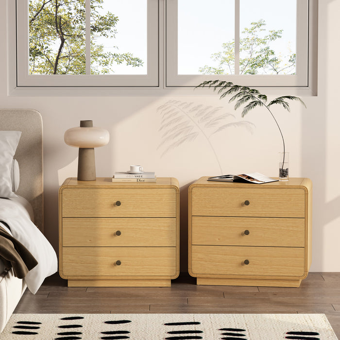 Liora Contemporary 28\" Nightstand in Natural (3-Drawer)