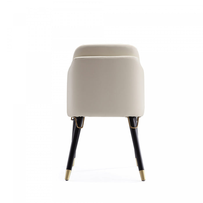 Estelle Modern Vegan Leather Wood Dining Chair in Cream - Set of 2
