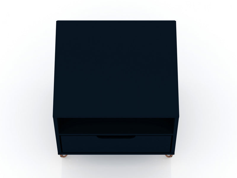 Rockefeller Mid-Century Modern 20\" Nightstand in Midnight Blue (1-Drawer) - Set of 2