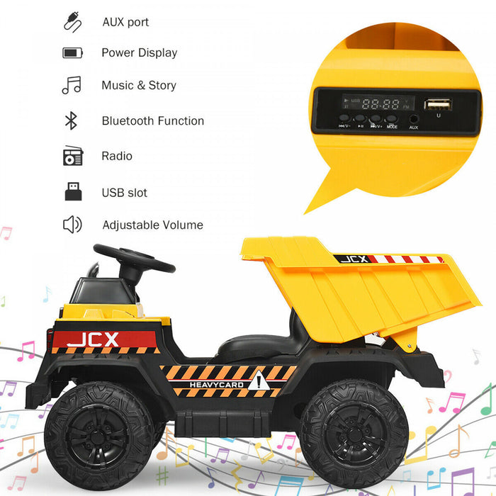 12v Battery Kids Ride On Dump Truck Rc Construction Tractor W/ Electric Bucket