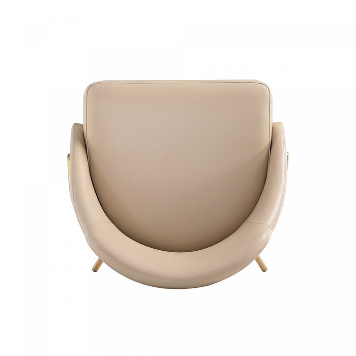 Gracie Modern Vegan Leather Metal Dining Chair in Tan and Gold - Set of 2