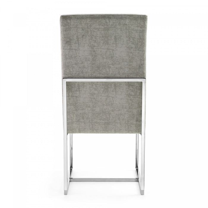 Element Modern Velvet Metal Dining Chair in Steel - Set of 2