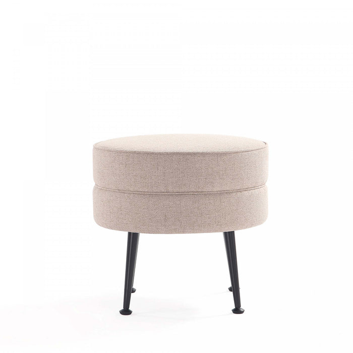 Bailey Mid-Century Modern Upholstered Accent Ottoman in Wheat - Set of 2