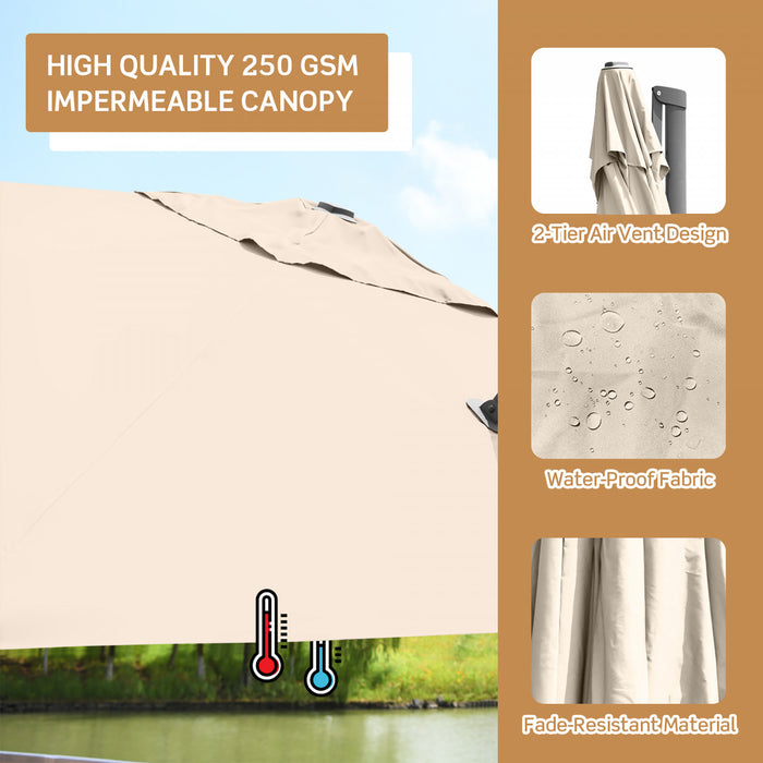 Costway 10x10 ft Patio Offset Cantilever Umbrella Aluminum 360° Rotation Tilt Beige