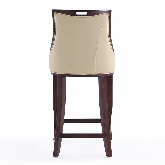 Emperor Traditional Wood Upholstered Barstool in Cream - Set of 3