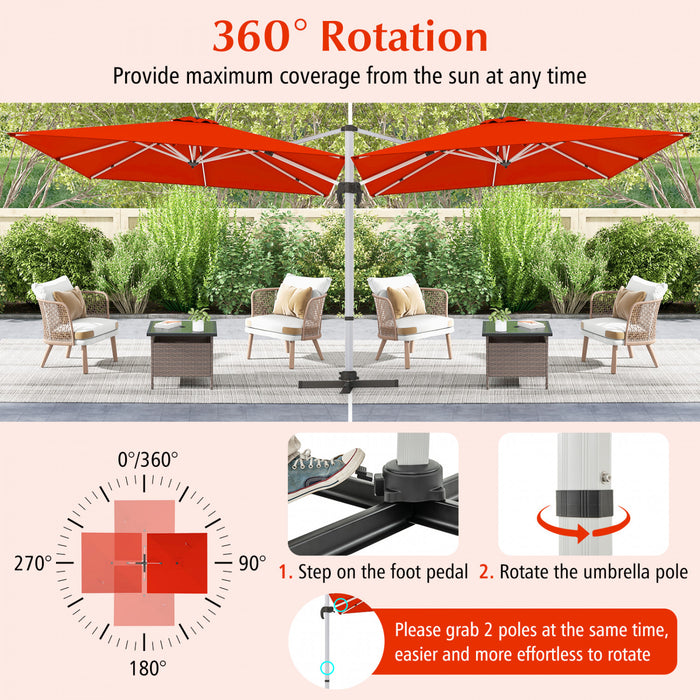 Costway 10 FT Patio Cantilever Umbrella Outdoor Aluminum Hanging Offset Umbrella w/ 360° Rotation Orange