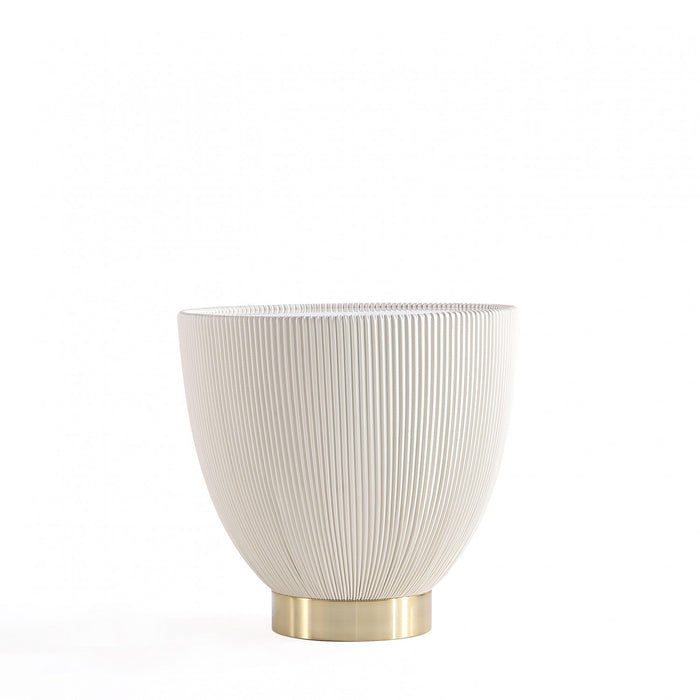 Anderson Modern Sintered Stone Top Upholstered End Table in Cream - Set of 2