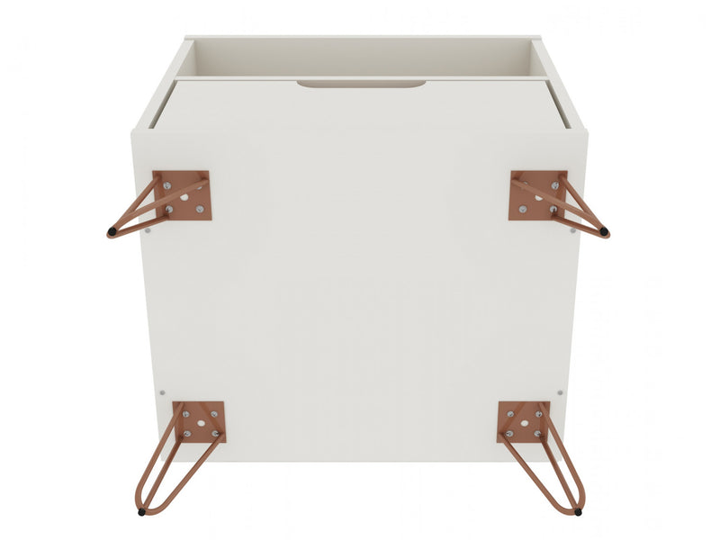 Rockefeller Mid-Century Modern 20\" Nightstand in Off White (1-Drawer) - Set of 2