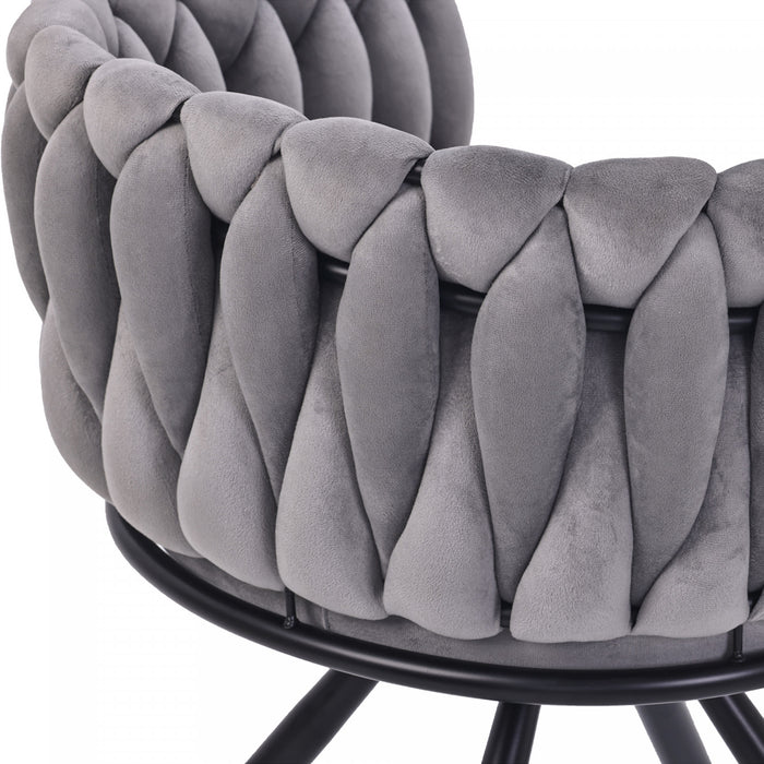 Amelia Velvet Swivel Dining Chairs with Tufted Upholstered and Metal Legs Set of 6, Grey