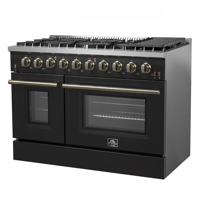 Forno Galiano 48-inch Gas Range Black, 6.58 cu.ft. Double Ovens - FFSGS6244-48WHT