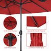 Costway 15FT Double-Sided Twin Patio Umbrella Sun Shade Outdoor Crank Market Base Wine
