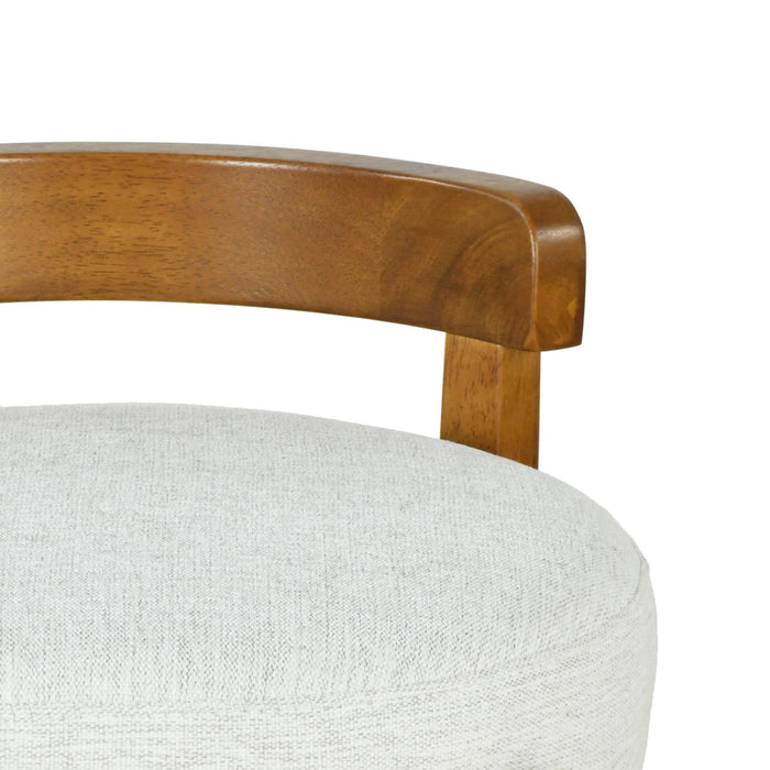 Elise Modern Round Seat Rubberwood Bar Stool Set of 2 with Curved Back Support and Sherpa Upholstery,Ivory