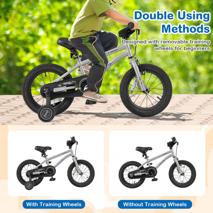 Costway 14-inch Kid's Bike For 3-5 Years Old With Adjustable Saddle & Anti-slip Handlebar Silver