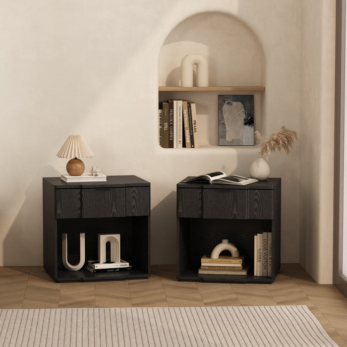 Clive Mid-Century Modern 22\" Nightstand in Black (1-Drawer)