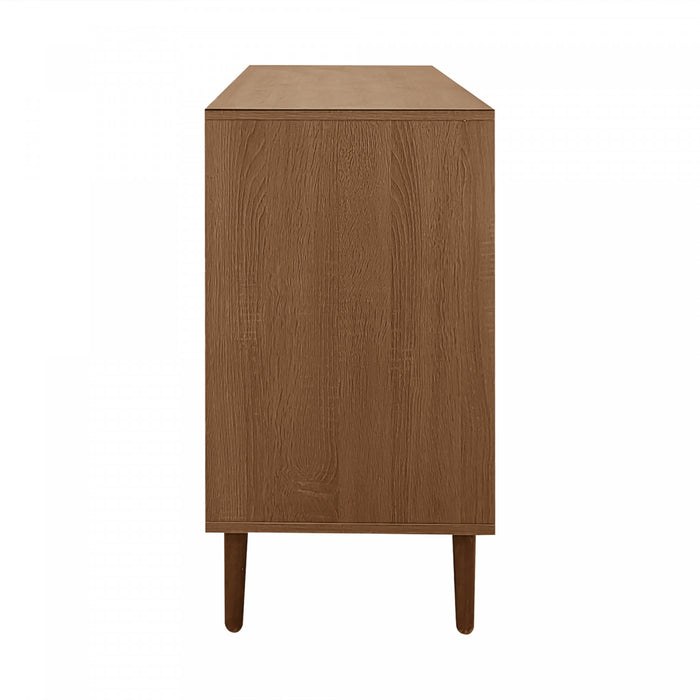 Zona 51.1\" Sideboard Cabinet with Rattan Doors and Adjustable Shelves,Dark Brown Accent Cabinet